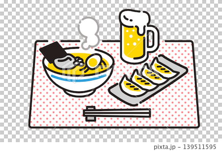 拉麵、啤酒和餃子 拉麵、啤酒和餃子 139511595