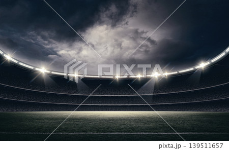 Stadium at night. The imaginary stadium is modelled and rendered. 139511657