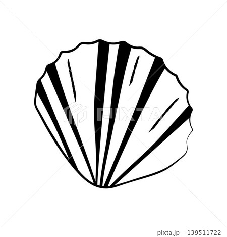 Hand drawn striped scallop seashell vector illustration line art element Hand drawn striped scallop seashell vector illustration line art element 139511722