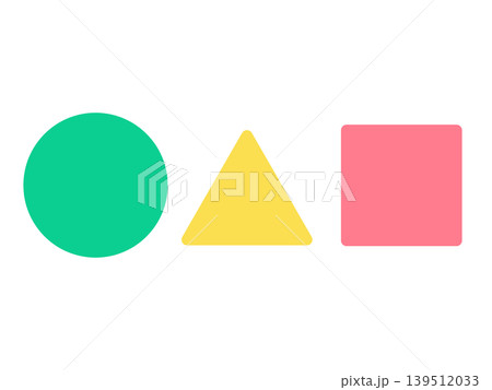 カラフルな図形(丸・三角・四角)イラストセット カラフルな図形(丸・三角・四角)イラストセット 139512033