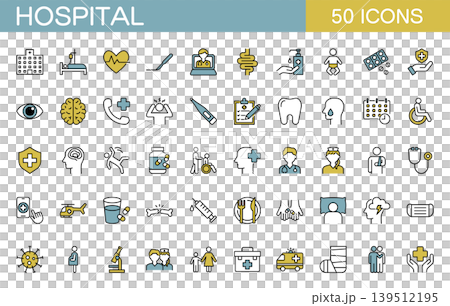 Hospital-related LINE icon set (color) Hospital-related LINE icon set (color) 139512195