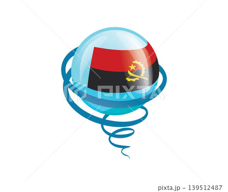 Stylish international icon showcasing Angolan flag within reflective globe design Stylish international icon showcasing Angolan flag within reflective globe design 139512487