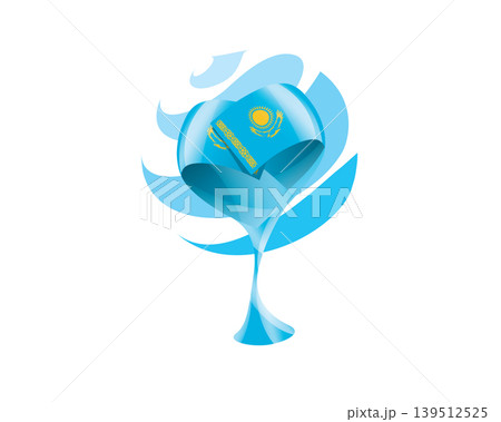 Floral emblem of the Kazakhstan flag in the form of a heart Floral emblem of the Kazakhstan flag in the form of a heart 139512525
