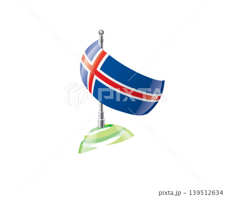 Highly detailed of waving Icelandic flag with metallic pole and subtle shadow effects for print Highly detailed of waving Icelandic flag with metallic pole and subtle shadow effects for print 139512634