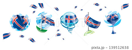 Vector set of the Icelandic flag in various creative designs Vector set of the Icelandic flag in various creative designs 139512638
