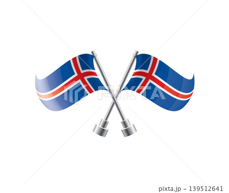 Scalable illustration capturing prideful display of Icelandic national banners Scalable illustration capturing prideful display of Icelandic national banners 139512641
