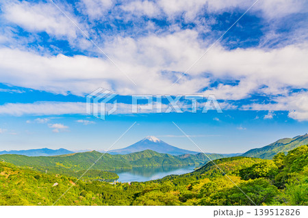 (神奈川県)新緑の箱根から富士山を望む (神奈川県)新緑の箱根から富士山を望む 139512826