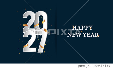 2027 Happy new year letters banner, Happy new year vector art and illustration template poster, banner, flyer, background 139513135