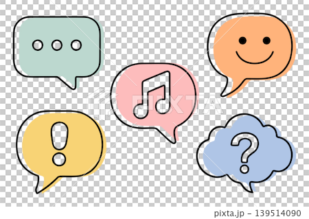 Simple speech bubble color icon set Simple speech bubble color icon set 139514090