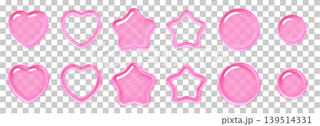Y2K Dreamy Cute Style Pink Puffy Heart and Star 3D Parts Set Y2K Dreamy Cute Style Pink Puffy Heart and Star 3D Parts Set 139514331