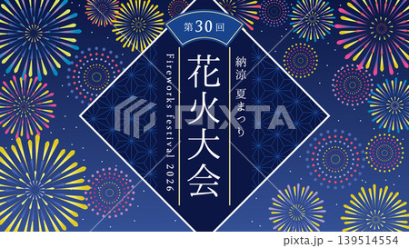 花火大会・夏まつりのタイトルバナー・フレーム素材 139514554