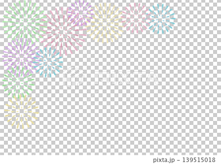 【打ち上げ花火のフレーム】手刺繍イラスト素材 139515018