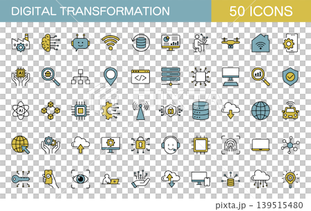 Line icon set related to DX (Digital Transformation) - Color 139515480