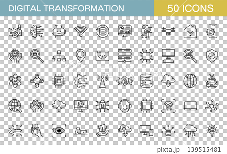 Line icon set related to DX (Digital Transformation) Line icon set related to DX (Digital Transformation) 139515481