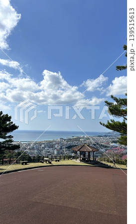 沖縄名護の展望台から望む海と街並みの広がる眺望 139515613