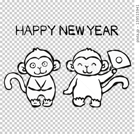 【線稿】新年賀卡素材:猴子 【線稿】新年賀卡素材:猴子 139515941