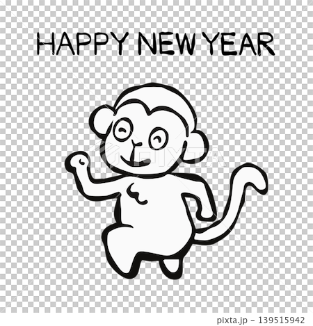 [Line drawing] New Year's card material: Monkey 139515942