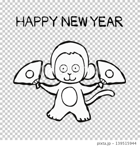 【線稿】新年賀卡素材:猴子 【線稿】新年賀卡素材:猴子 139515944