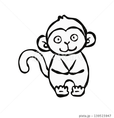 【線画】ワンポイント素材　さる　申　猿 139515947