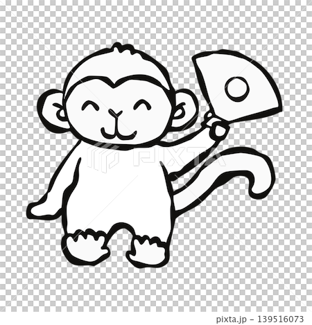 【線稿】新年賀卡素材：猴子 139516073