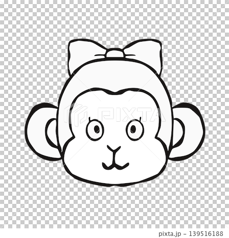 [Line drawing] One-point design element: Monkey 139516188