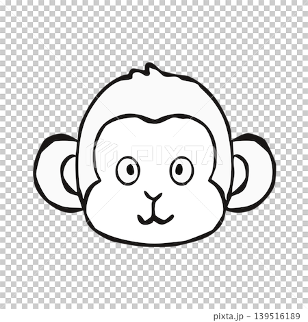 【線画】ワンポイント素材　さる　申　猿 139516189