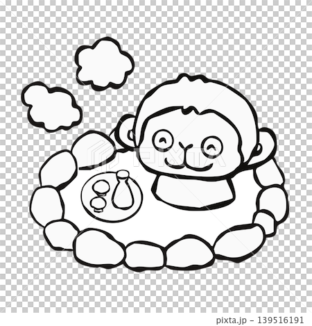 【線描圖】單點設計元素:猴子泡溫泉(猴子) 【線描圖】單點設計元素:猴子泡溫泉(猴子) 139516191