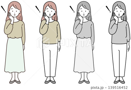 閃いた若い女性 カラーモノクロセット 閃いた若い女性 カラーモノクロセット 139516452
