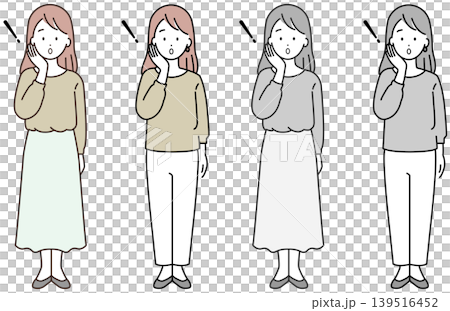 閃いた若い女性 カラーモノクロセット 閃いた若い女性 カラーモノクロセット 139516452