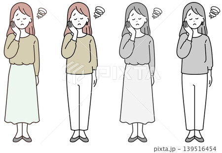 考える女性　カラーモノクロセット 139516454