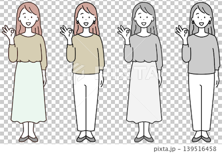 女子比劃「OK」手勢(彩色和黑白版) 女子比劃「OK」手勢(彩色和黑白版) 139516458