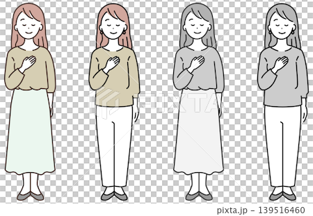 女人手放在胸前（彩色和單色圖集） 139516460