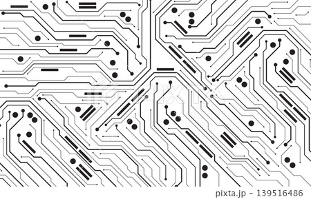 Abstract black circuit board technology connected lines electronics elements computer motherboard chip processor semiconductor digital on white background vector Abstract black circuit board technology connected lines electronics elements computer motherboard chip processor semiconductor digital on white background vector 139516486