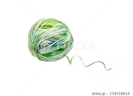 Ball of yarn isolated on white. Multicolored thread. 139516618