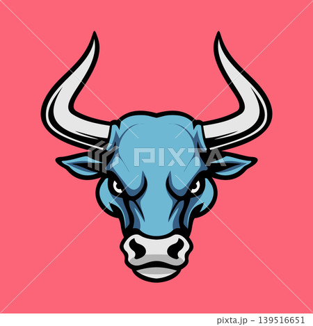 Blue Head Bull Character Mascot Logo Vector Template Blue Head Bull Character Mascot Logo Vector Template 139516651
