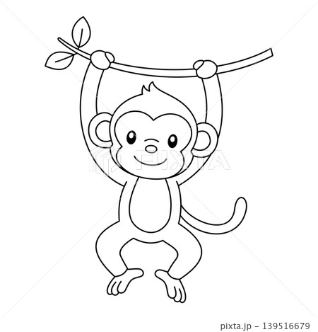 coloring book cartoon monkey vector 139516679