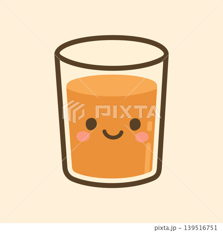 Kawaii Design Style Glass of Juice Vector Template 139516751
