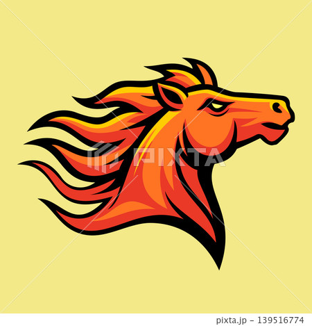 Illustration of Fiery Horse Head Vector Template Illustration of Fiery Horse Head Vector Template 139516774
