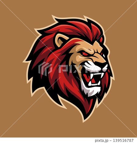 Red Lion Character Mascot e-Sport Logo Vector Template Red Lion Character Mascot e-Sport Logo Vector Template 139516787