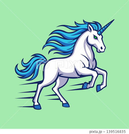 Running Unicorn Character Mascot Logo Vector Template 139516835