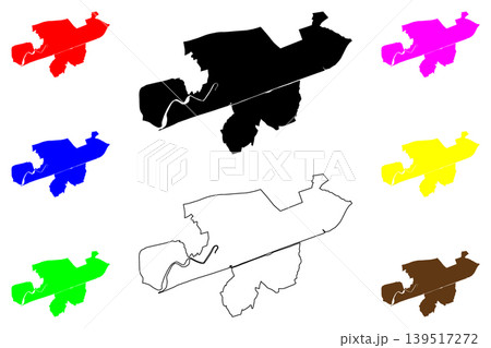 Warrington city (United Kingdom of Great Britain and Northern Ireland, UK, England) map vector illustration, scribble sketch Warrington map 139517272