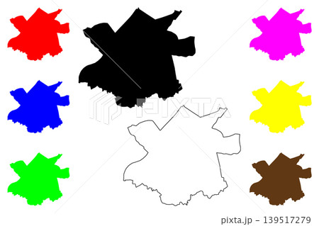 Wrexham city (United Kingdom of Great Britain and Northern Ireland, UK, Welsh) map vector illustration, scribble sketch Wrecsam map 139517279