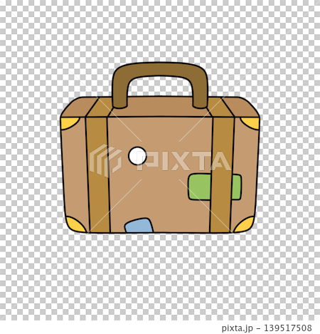Brown suitcase with yellow accents and simple design Brown suitcase with yellow accents and simple design 139517508