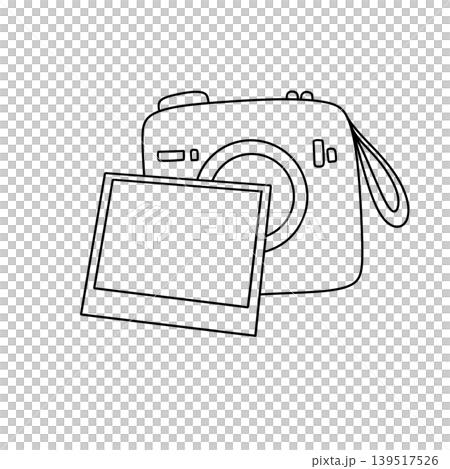 Simple line art depicts a camera and photo Simple line art depicts a camera and photo 139517526