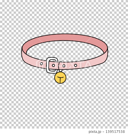 Soft pink collar with silver buckle and yellow bell Soft pink collar with silver buckle and yellow bell 139517538
