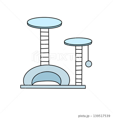 Pastel blue cat tower with scratching posts and platforms 139517539