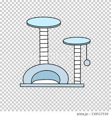 Pastel blue cat tower with scratching posts and platforms Pastel blue cat tower with scratching posts and platforms 139517539