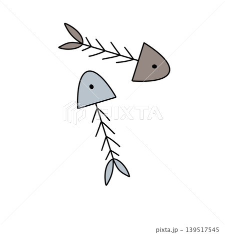 Simple fish skeleton illustration, cartoon style Simple fish skeleton illustration, cartoon style 139517545
