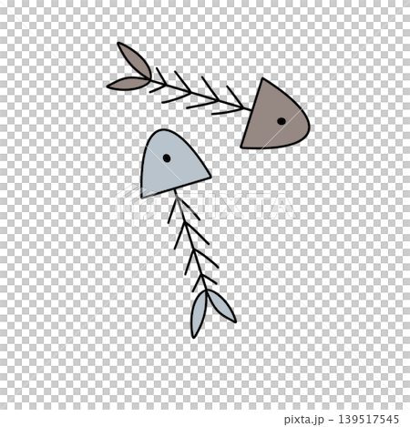 Simple fish skeleton illustration, cartoon style Simple fish skeleton illustration, cartoon style 139517545