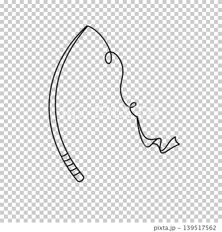 Simple line drawing of a fishing rod Simple line drawing of a fishing rod 139517562